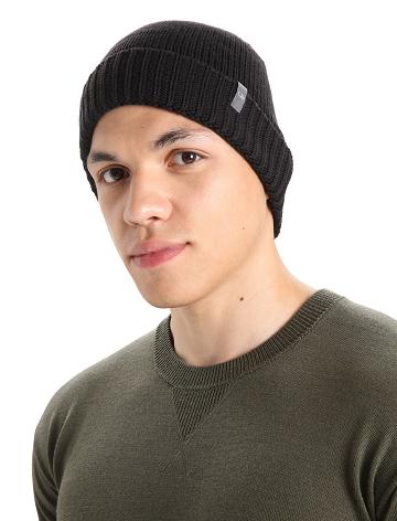 Pánské Klobouky Icebreaker Unisex Merino Vela Cuff Beanie Černé | CZ 1857ILHS